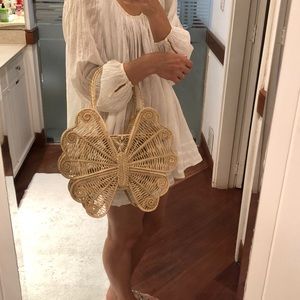 BNWOT Handwoven Butterfly Straw Bag- Natural Color